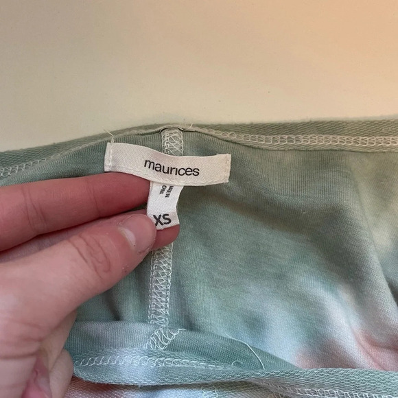 Maurices Mint Green & White Tie-dye Wide Neck Pullover Sweatshirt Xsmall Women’s - Picture 10 of 12